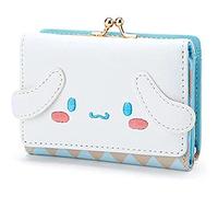 Huositi Petit portefeuille court en cuir pour femme Motif personnage de dessin animé Blanc, blanc, Portefeuille pliable