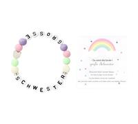 Huotflame Ensemble cadeau bracelet grande sœur - Bracelet de perles colorées avec perles de lettres « Grande sœur » - Avec carte et boîte cadeau - Cadeau pour fille, naissance, rentrée des classes