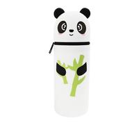 Huotflame Trousse en silicone motif panda et lapin - 2 en 1 - Trousse à crayons et porte-stylo pour enfants - Motif animaux de dessin animé kawaii, extensible et debout - Cadeau scolaire pour filles