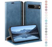 HUOUH Coque pour Google Pixel 6A avec RFID Blocage Etui à Rabat en Cuir de Premium,Fentes pour Cartes,Coques de Case,Cover à Rabat pour Pixel 6A Portefeuille Bleu Vif