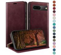 HUOUH Coque pour Google Pixel 6A avec RFID Blocage Etui à Rabat en Cuir de Premium,Fentes pour Cartes,Coques de Case,Cover à Rabat pour Pixel 6A Portefeuille Vin Rouge