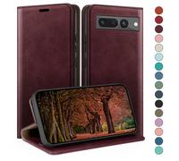 HUOUH Coque pour Google Pixel 7 Pro 5G avec RFID Blocage Etui à Rabat en Cuir de Premium,Fentes pour Cartes,Coques de Case,Cover à Rabat pour Pixel 7 Pro Portefeuille Vin Rouge