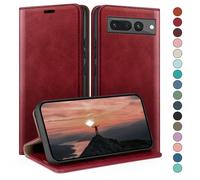 HUOUH Coque pour Google Pixel 7 Pro 5G avec RFID Blocage Etui à Rabat en Cuir de Premium,Fentes pour Cartes,Coques de Case,Cover à Rabat pour Pixel 7 Pro Portefeuille Rouge