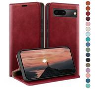HUOUH Coque pour Google Pixel 7A avec RFID Blocage Etui à Rabat en Cuir de Premium,Fentes pour Cartes,Case à Rabat,Coques de Cover pour Pixel 7A Portefeuille Rouge