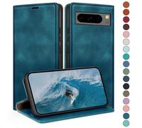 HUOUH Coque pour Google Pixel 8 Pro 5G avec RFID Blocage Etui à Rabat en Cuir de Premium,Fentes pour Cartes,Case à Rabat,Coques de Cover pour Pixel 8 Pro Portefeuille Sarcelle