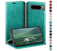 HUOUH Coque pour Google Pixel 8 Pro 5G avec RFID Blocage Etui à Rabat en Cuir de Premium,Fentes pour Cartes,Case à Rabat,Coques de Cover pour Pixel 8 Pro Portefeuille Bleu Vert