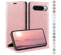 HUOUH Coque pour Google Pixel 9 Pro XL 6.8" 5G avec RFID Blocage Etui à Rabat en Cuir de Premium,Fentes pour Cartes,Coques de Case,Cover à Rabat pour Pixel 9 Pro XL Portefeuille Or Rose