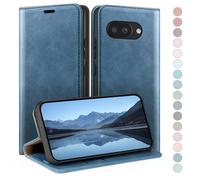 HUOUH Coque pour Google Pixel 9A avec RFID Blocage Etui à Rabat en Cuir de Premium,Fentes pour Cartes,Coques de Case,Cover à Rabat pour Pixel 9A Portefeuille Bleu Vif