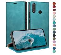 HUOUH Coque pour Huawei P30 Lite avec RFID Blocage Etui à Rabat en Cuir de Premium,Fentes pour Cartes,Coques de Case,Cover à Rabat pour Huawei P30 Lite Portefeuille Vert d'eau