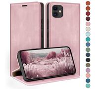 HUOUH Coque pour iPhone 12/iPhone 12 Pro 6,1" avec RFID Blocage Etui à Rabat en Cuir de Premium,Fentes pour Cartes,Case à Rabat,Coques de Cover pour Apple 12 Portefeuille Rose