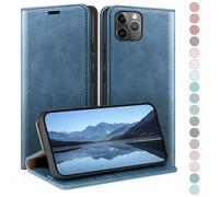 HUOUH Coque pour iPhone 12 Pro Max 6.7" avec RFID Blocage Etui à Rabat en Cuir de Premium,Fentes pour Cartes,Coques de Case,Cover à Rabat pour Apple 12 Pro Max Portefeuille Bleu Vif