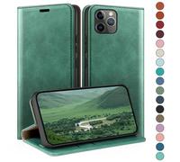HUOUH Coque pour iPhone 12 Pro Max 6.7" avec RFID Blocage Etui à Rabat en Cuir de Premium,Fentes pour Cartes,Coques de Case,Cover à Rabat pour Apple 12 Pro Max Portefeuille Vert Clair