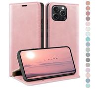 HUOUH Coque pour iPhone 14 Pro Max 6.7" avec RFID Blocage Etui à Rabat en Cuir de Premium,Fentes pour Cartes,Coques de Case,Cover à Rabat pour Apple 14 Pro Max Portefeuille Or Rose