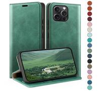HUOUH Coque pour iPhone 16 Pro Max 6.9" avec RFID Blocage Etui à Rabat en Cuir de Premium,Fentes pour Cartes,Coques de Case,Cover à Rabat pour Apple 16 Pro Max Portefeuille Vert Clair