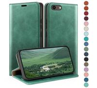 HUOUH Coque pour iPhone SE 2022/7/8/SE 2020 4,7" avec RFID Blocage Etui à Rabat en Cuir de Premium,Fentes pour Cartes,Case à Rabat,Coques de Cover pour Apple 7 Portefeuille Vert Clair
