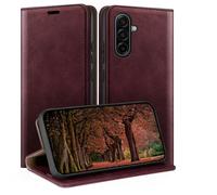 HUOUH Coque pour Samsung Galaxy A17 avec RFID Blocage Etui à Rabat en Cuir de Premium,Fentes pour Cartes,Coques de Case,Cover à Rabat pour Samsung A17 Portefeuille Vin Rouge