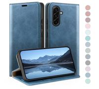 HUOUH Coque pour Samsung Galaxy A17 avec RFID Blocage Etui à Rabat en Cuir de Premium,Fentes pour Cartes,Coques de Case,Cover à Rabat pour Samsung A17 Portefeuille Bleu Vif
