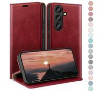 HUOUH Coque pour Samsung Galaxy S23 FE 5G avec RFID Blocage Etui à Rabat en Cuir de Premium,Fentes pour Cartes,Case à Rabat,Coques de Cover pour Samsung S23 FE Rouge