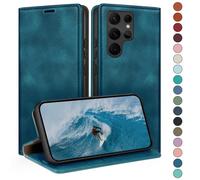 HUOUH Coque pour Samsung Galaxy S23 Ultra avec RFID Blocage Etui à Rabat en Cuir de Premium,Case à Rabat,Fentes Cartes,Coques de Cover pour Samsung S23 Ultra Portefeuille Sarcelle