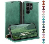 HUOUH Coque pour Samsung Galaxy S24 Ultra avec RFID Blocage Etui à Rabat en Cuir de Premium,Case à Rabat,Fentes Cartes,Coques de Cover pour Samsung S24 Ultra Portefeuille Vert Clair