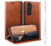 HUOUH Coque pour Samsung Galaxy S25 avec RFID Blocage Etui à Rabat en Cuir de Premium,Fentes pour Cartes,Coques de Case,Cover à Rabat pour Samsung S25 Portefeuille Brun Clair