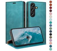 HUOUH Coque pour Samsung Galaxy S25 Plus avec RFID Blocage Etui à Rabat en Cuir de Premium,Fentes pour Cartes,Coques de Case,Cover à Rabat pour Samsung S25 Plus Portefeuille Vert d'eau