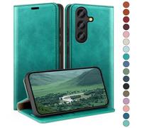HUOUH Coque pour Samsung Galaxy S25 Plus avec RFID Blocage Etui à Rabat en Cuir de Premium,Fentes pour Cartes,Coques de Case,Cover à Rabat pour Samsung S25 Plus Portefeuille Bleu Vert