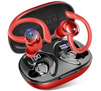 Hupoaf Ecouteurs Bluetooth 5.4 sans Fil Sport, Oreillette Bluetooth avec 4 ENC Mic, 50H Écouteur sans Fil avec HiFi Stéréo, IP7 Étanche, USB-C Charge Rapide Casque Running, pour Android iOS, Rouge