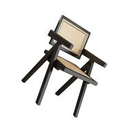 HUPQCVX Chaise en Rotin en Bois Massif, Respectueuse De l'environnement, Légère, Adaptée Aux Familles d'accueil, Fauteuils avec Dossiers Et Dossiers.(Black)