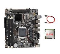HUPYOMLER H55 Kit de pièces de carte mère d'ordinateur LGA1156 prend en charge les processeurs I3 530 I5 760 Series DDR3 + processeur I3 530 + câble de commutation