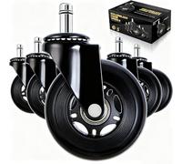 Huracan 5PCS Roulette Chaise Bureau 11x22mm, Roulettes fauteuil gaming Silencieuses, Capacité 300 kg - Pour Fauteuils de Bureau Standard - 360° Glisse Fluide, Installation Facile, Noires