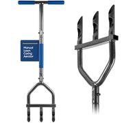 Huracan Aerifizierer für Rasen, Rasenlüfter 2 en 1 100 cm, Rasenbelüfter mit 3 Hohlspoon, Rasenkernlüfter mit Reinigungswerkzeug, T-Griff-Rasenspecht Aerifizierer für verdichtete Böden, Rasenpflege