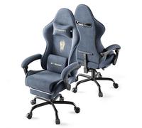 Huracan Chaise de Gaming Fonction de Massage, réglable en Hauteur, Fauteuil Gamer avec accoudoirs réglables, Coussin Lombaire et Repose-Pieds, Ergonomique et Respirante en Velours Microfibre (Gris)