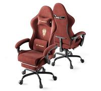 Huracan Chaise de Gaming Massante avec Repose-Pieds, Respirante, Ergonomique Fauteuil Gamer, en Velours Microfibre, avec Appui-tête réglable et Coussin Lombaire de Massage, accoudoirs (Rouge)