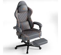 Huracan Chaise Gaming, Chair Gaming avec Massage, Siège de Bureau gamingS en Cuir PU, réglable et pivotante à 360°Fauteuil Gamer, Chaise Gamer avec Repose-Pieds, Gris