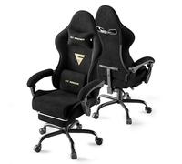 Huracan Chaise Gaming Ergonomique, Fauteuil Gamer, Dossier Inclinable 135°, siège Gaming Support Lombaire & Appui-tête, Repose-Pieds Télescopique, Capacité de Charge 130kg, Noir