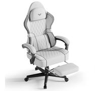 Huracan Chaise Gaming, Fauteuil Gamer capacité de Charge 150kg, Ergonomique pivotante, Gamer Chair avec Coussin de tête, Coussin Lombaire, Repose-Pieds, Gaming Chair Coton et Lin, Blanc