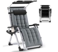 Huracan Chaise longue pliable, chaise longue avec couverture, chaise longue de jardin, chaise longue relax pour pause déjeuner, Résistante jusqu'à 240kg, dossier réglable, chaise longue de jardin