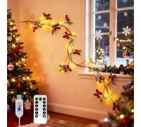 Huracan Guirlande lumineuse papillon - 1,6 m - 36 LED - Guirlande lumineuse colorée en osier - Fonctionne avec piles - Blanc chaud - Décoration pour l'intérieur et l'extérieur - Pour jardin, balcon