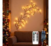 Huracan Guirlande lumineuse Willow Vine 144 LED, 2,3m Lumières d'arbre de saule avec télécommande, 8 modes Branches d'arbre artificielles pliables Blanc chaud, Branches lumineuses LED Décoration