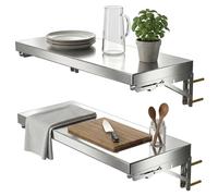 Huracan Lot de 2 consoles murales pliantes - 50 x 25 cm - En acier inoxydable 304 - Table pliante murale à visser - Peu encombrante - Haute capacité de charge jusqu'à 40 kg - Pour cuisine, atelier et