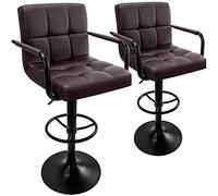 Huracan Lot de 2 tabourets de bar avec accoudoirs, pivotants à 360 °, hauteur de comptoir, réglables et modernes, pour cuisine, salle à manger, bar à la maison, café