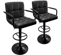 Huracan Lot de 2 tabourets de Bar avec accoudoirs - Tabouret de Bar Moderne avec Dossier pivotant - Tabourets de comptoir - Hauteur réglable - Accoudoirs - Chaises d'îlot Modernes pour Cuisine