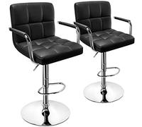 Huracan Lot de 2 tabourets de bar pivotants - Hauteur du comptoir - Avec accoudoirs et dossier - Hauteur réglable - Chaises de cuisine modernes pour île de cuisine, bar, salle à manger - Pivotant à