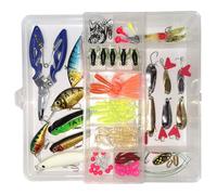Huracan Lot de 85 leurres de pêche avec boîte à appâts, brochet, perche, leurre à truite, manivelle avec hameçon triple et émerillons de pêche, leurres de pêche artificiels, leurres de pêche au saumon