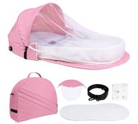 Huracan Réducteur de lit bébé pliable avec moustiquaire et couverture, Nid pour bébé, lit de voyage portable en coton respirant, matelas en mousse souple, lieu de sommeil sûr pour les nouveau-nés