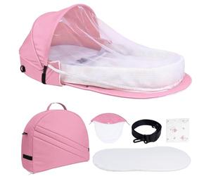 Huracan Réducteur de lit bébé pliable avec moustiquaire et couverture, Nid pour bébé, lit de voyage portable en coton respirant, matelas en mousse souple, lieu de sommeil sûr pour les nouveau-nés
