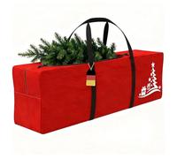 Huracan Sac de rangement pour sapin de Noël, 127 x 40 x 48 cm, Oxford 600D, étanche, robuste, avec poignées, pour sapin de Noël artificiel, rouge