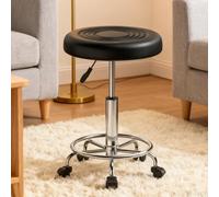 Huracan Tabouret roulant réglable en hauteur à 360° avec roulettes, tabouret de travail ergonomique en cuir PU, tabouret de bureau, tabouret de coiffure, tabouret de massage pour atelier, salon, spa
