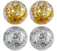 Huraoerrrr 4pcs Bel Ball, 15, 8 Pouces PVC Gonflable avec des Paillettes, drôle colorée pour Les piscines, fêtes, Jeux d'eau de Jardin
